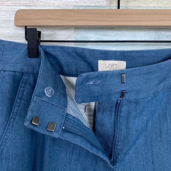 LOFT Chambray Ankle Trousers Blue - Picture 3 of 7